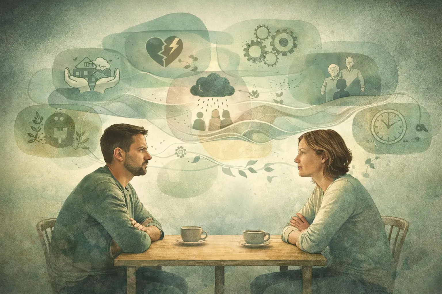 Eheberatung Nürnberg 2 Paar im emotionalen Gespräch in ruhiger Atmosphäre