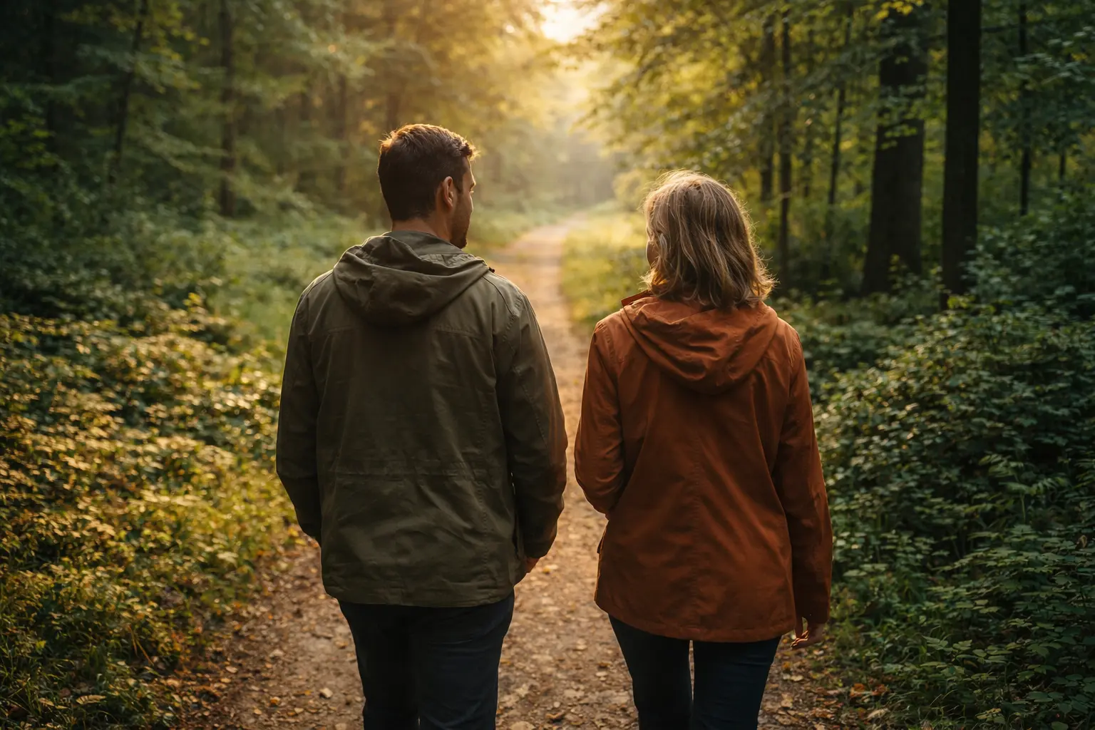 Authentisches Praxisfoto Walk and Talk Begegnung Natur Gespräch Coaching Verbindung