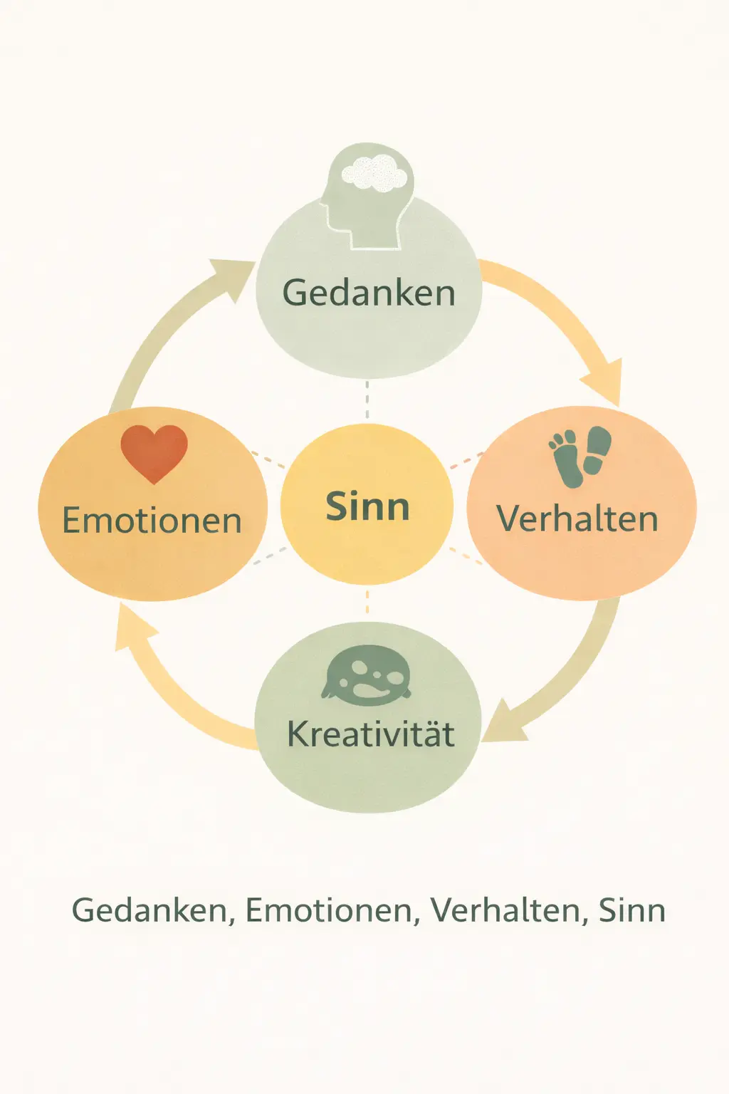 Infografik zur Darstellung von Gedanken, Emotionen und Lebensausrichtung