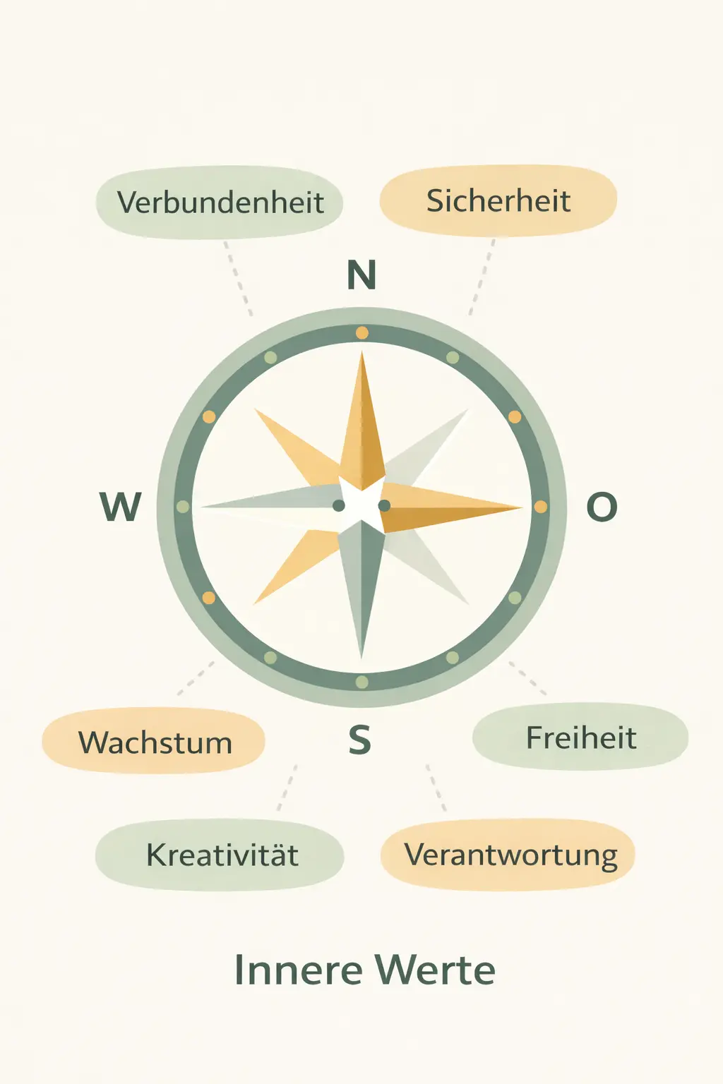 Illustration eines inneren Wertekompasses zur Orientierung im Leben