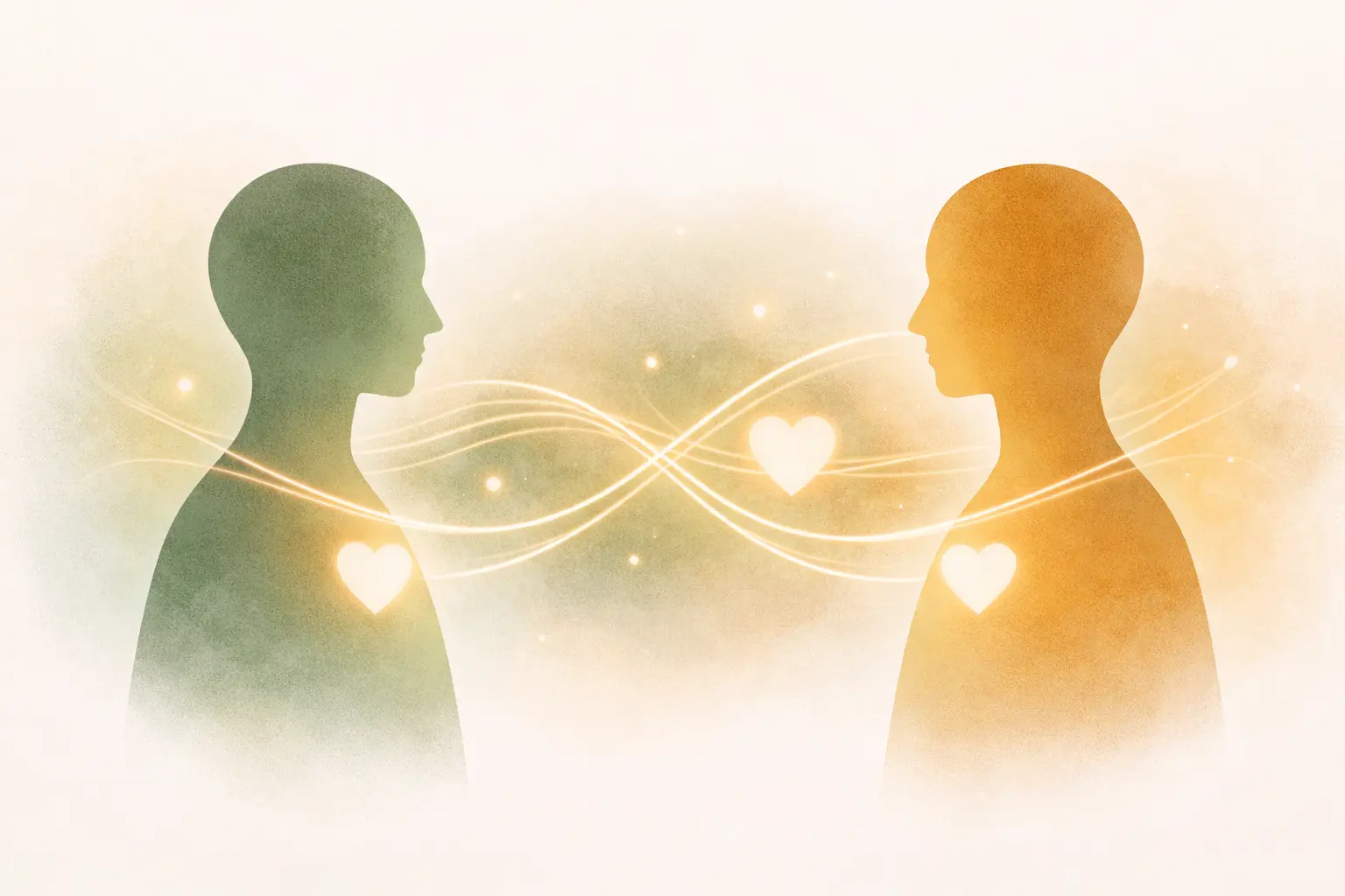 Illustration emotionaler Verbindung zwischen zwei Menschen beim Kennenlernen