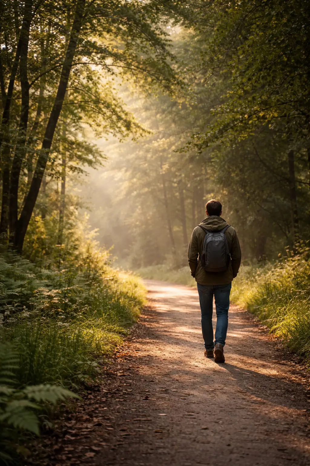 Person geht alleine auf Naturweg und denkt über Partnersuche und Beziehung nach