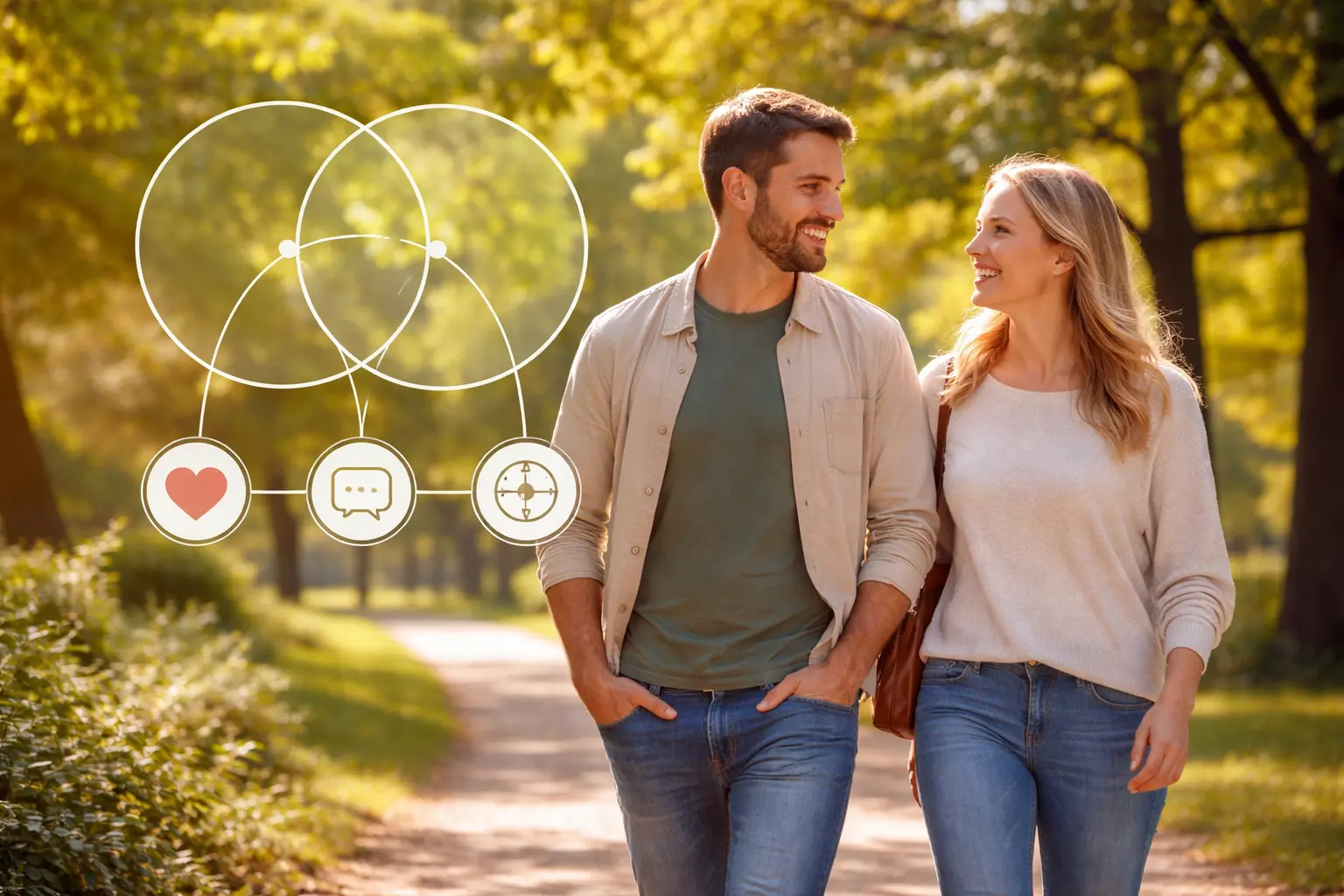 Kommunikation und Verbindung zwischen zwei Menschen im Gespräch symbolisch dargestellt