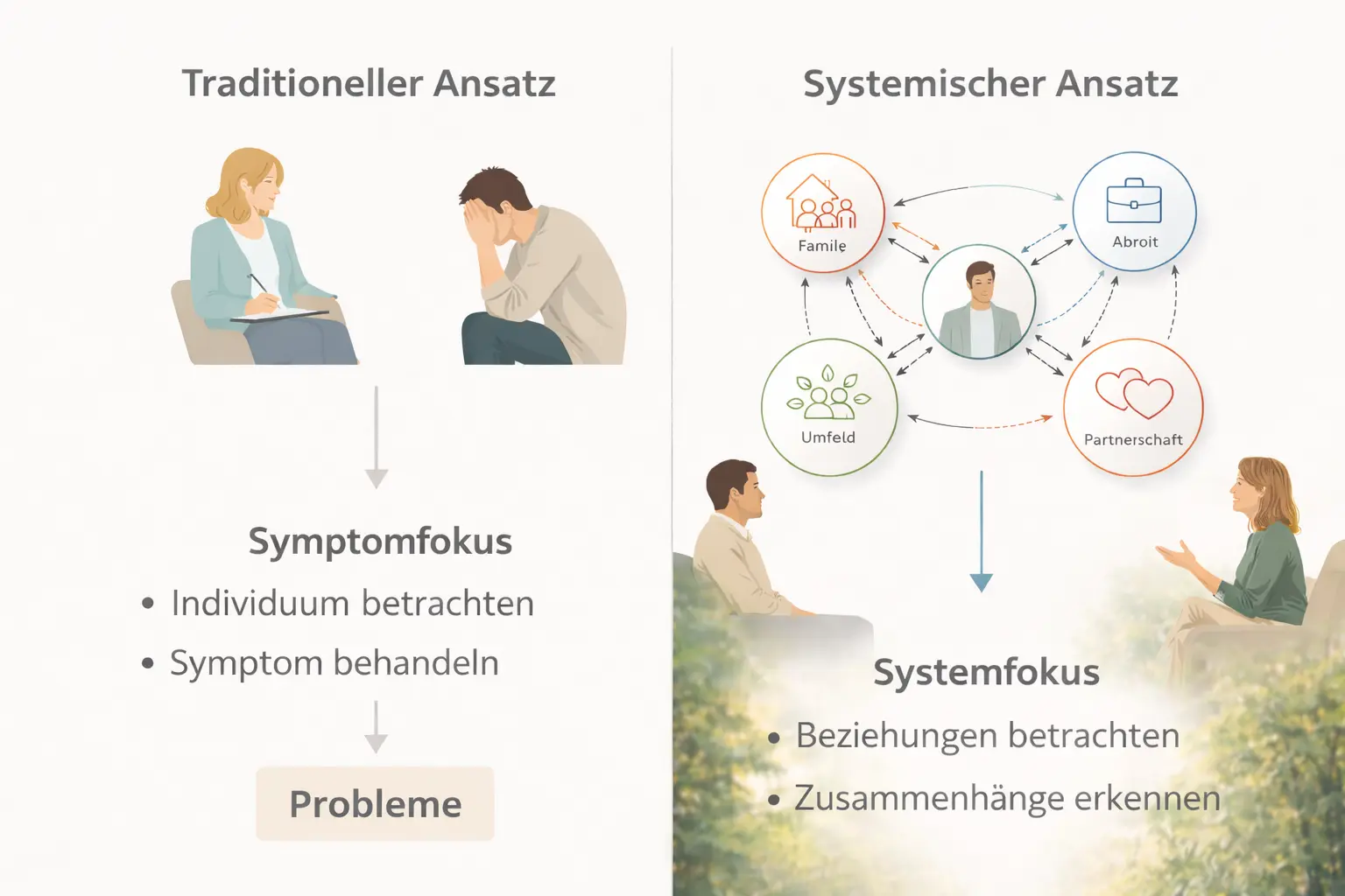 Systemischer Ansatz im Vergleich zu klassischen Therapiemethoden – Orientierung für Betroffene