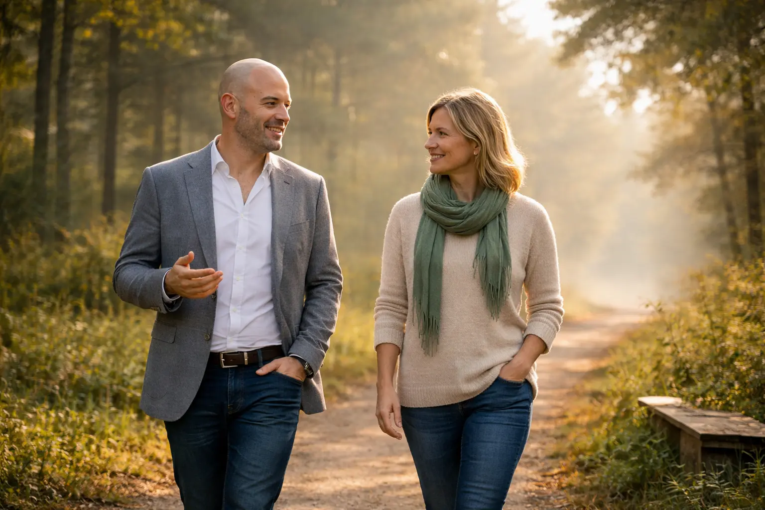 Walk and Talk Gespräch in ruhiger Natur während gemeinsamer Reflexion