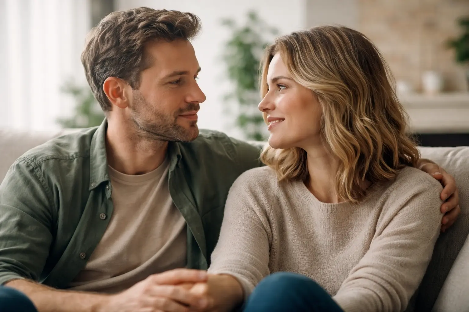 Akustiker für Beziehungen 1 Symbolisches Bild für Kommunikation in Beziehungen – zwei Menschen hören einander aufmerksam zu