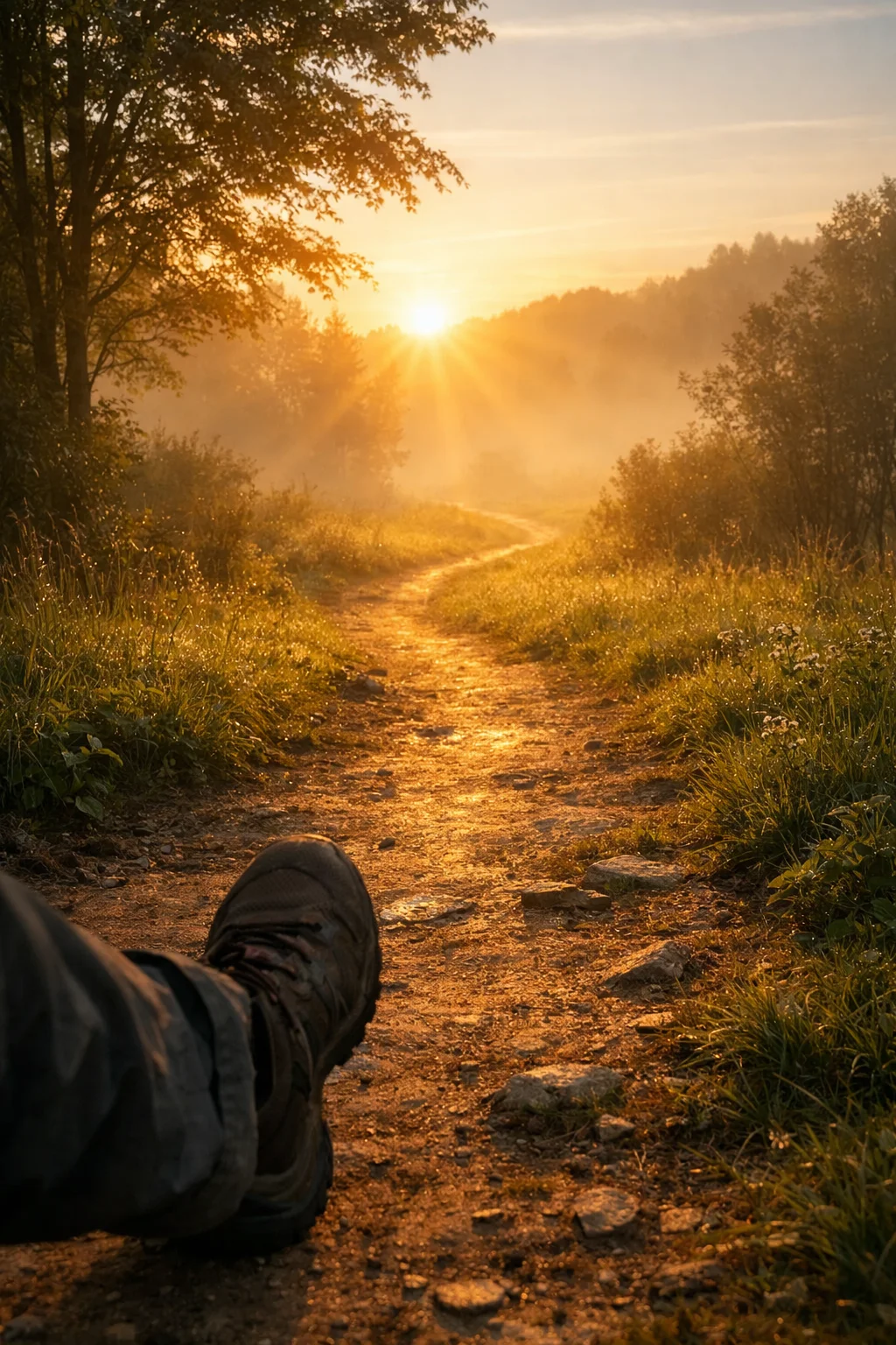 Angst überwinden durch innere Orientierung und einen ruhigen ersten Schritt im Morgenlicht
