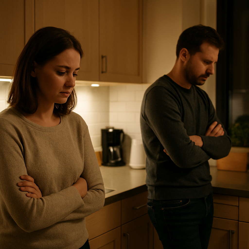 Abendliche Küchenszene als Bild für belasteten Alltag und emotionale Distanz