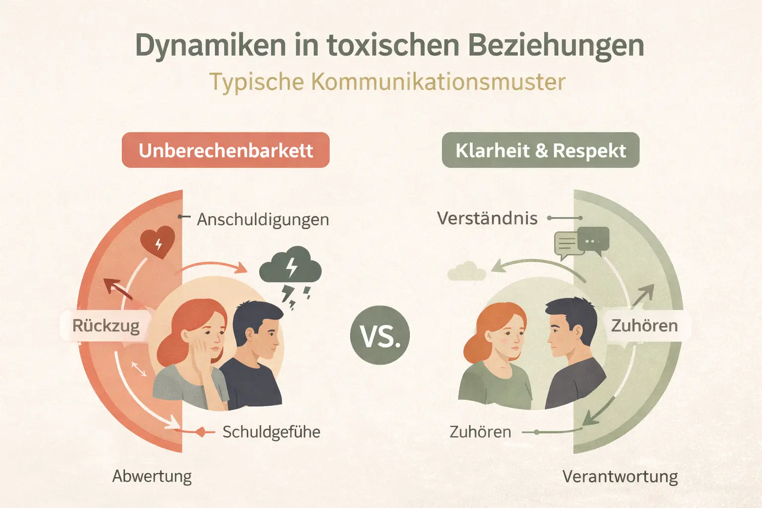 Infografik über typische Kommunikationsmuster in Beziehungen