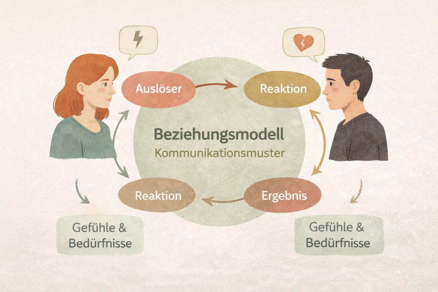 Illustration eines Beziehungsmodells mit Kommunikationsmustern