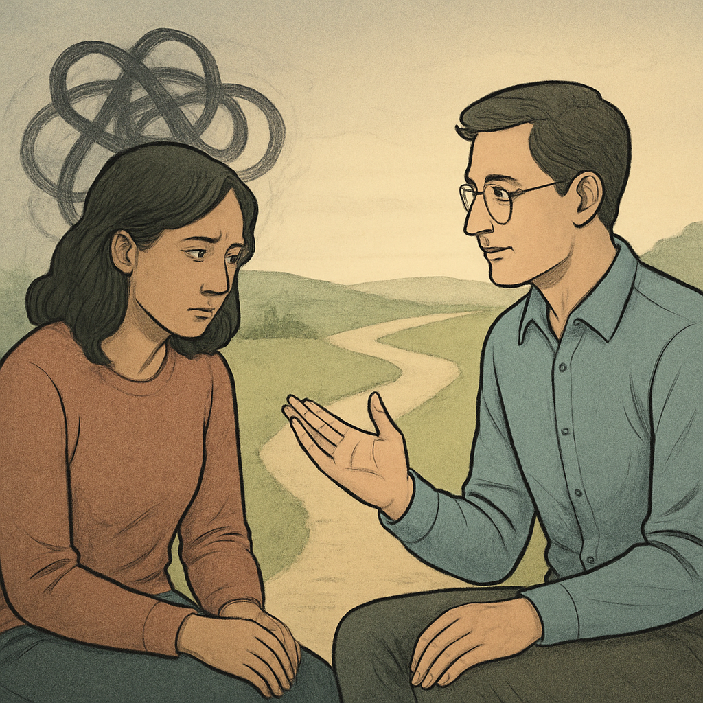 vertrauliches Gespräch mit ruhiger, zugewandter Atmosphäre