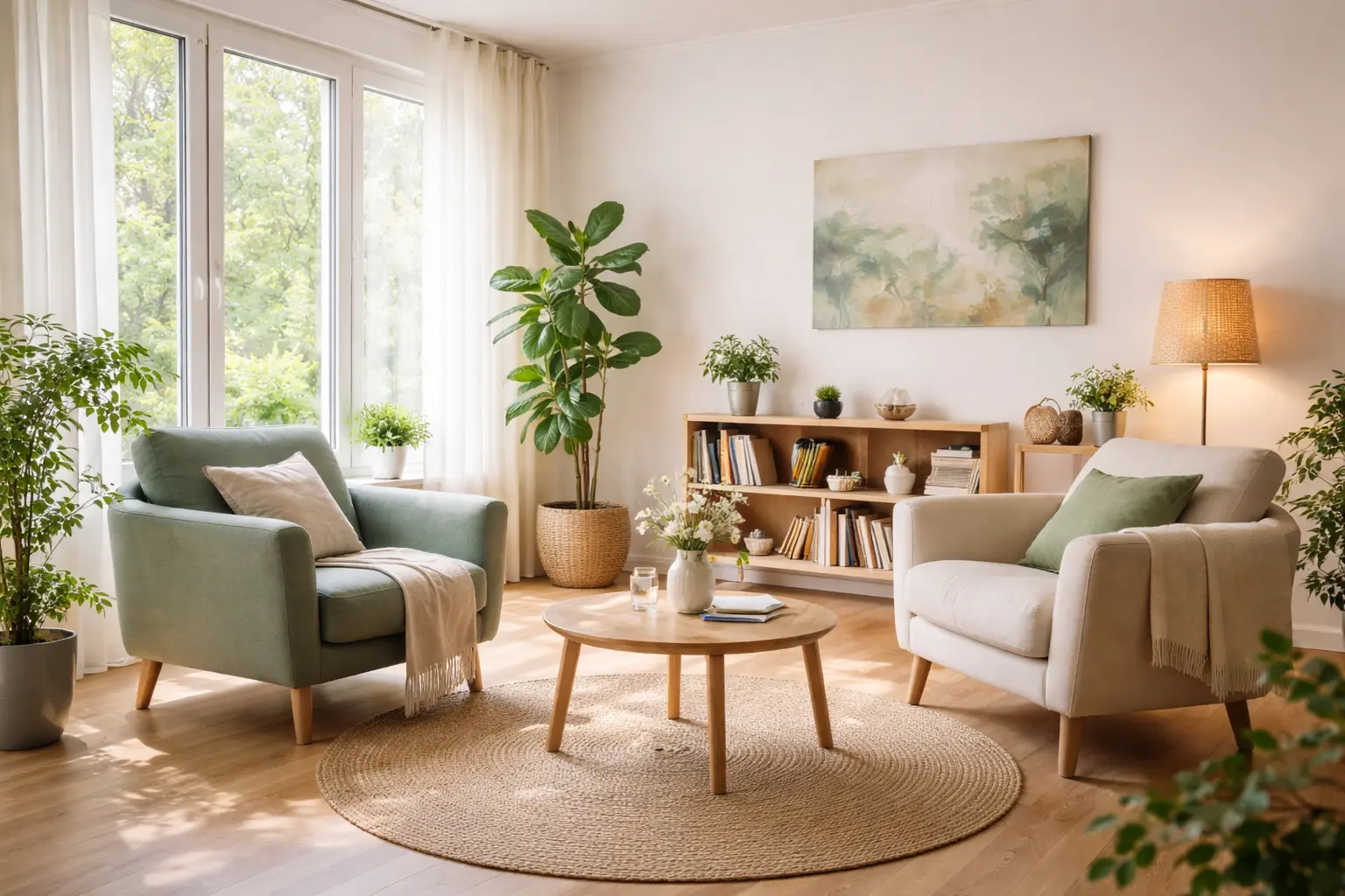 Psychotherapie Nürnberg 2 Heller Praxisraum mit natürlichem Licht und ruhiger Atmosphäre für psychotherapeutische Gespräche in Nürnberg