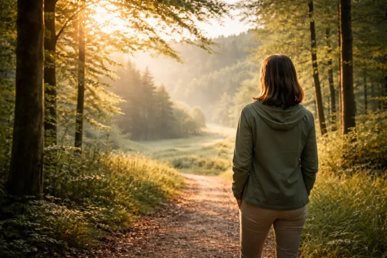Resilienz stärken: ruhiger Mensch blickt in die Natur als Symbol für innere Stärke und psychische Stabilität