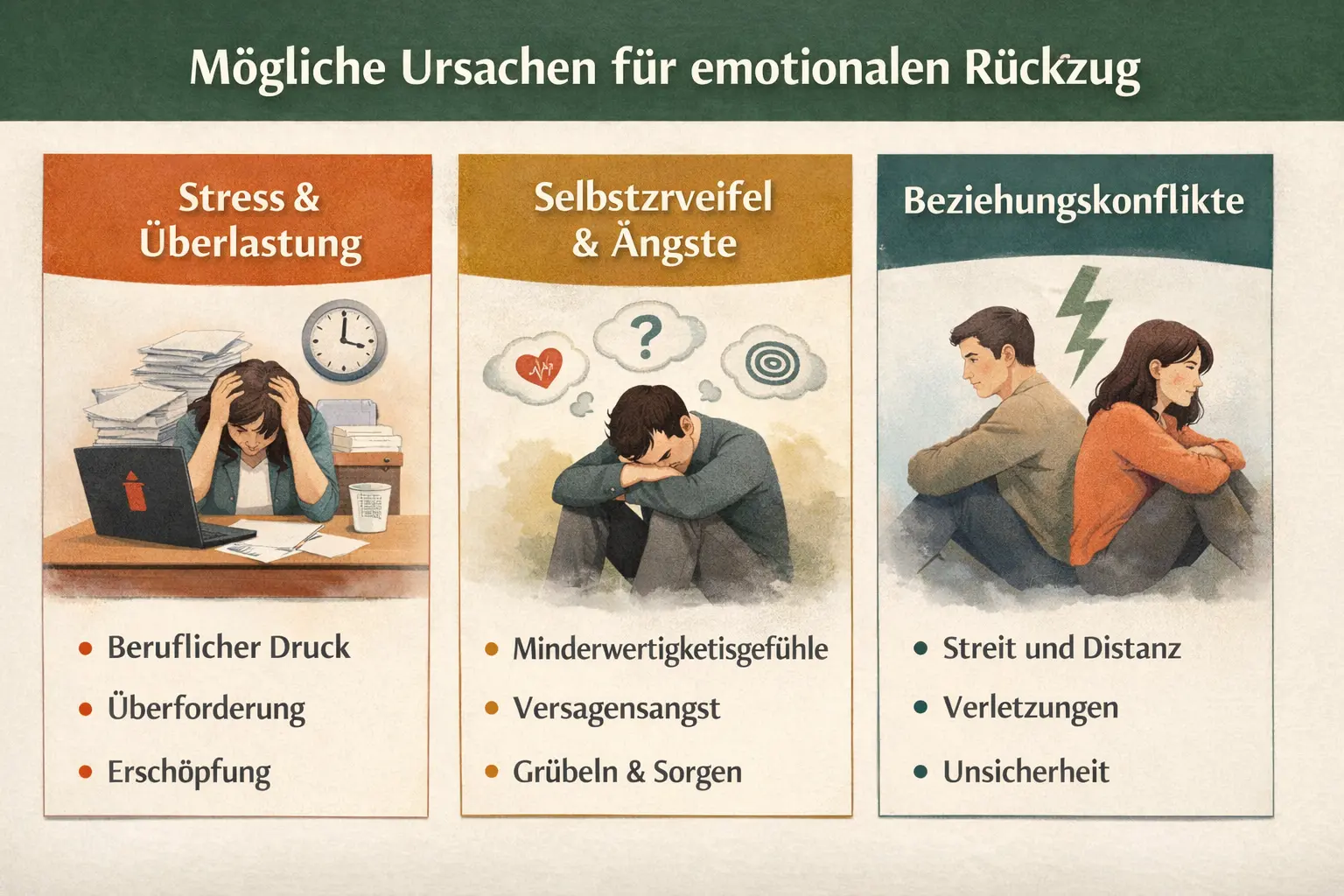 Infografik zu Ursachen von emotionalem Rückzug