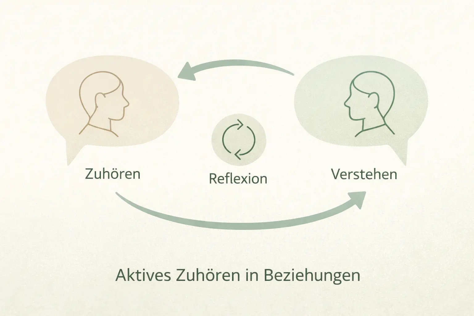 Illustration zum Modell des aktiven Zuhörens in Beziehungen