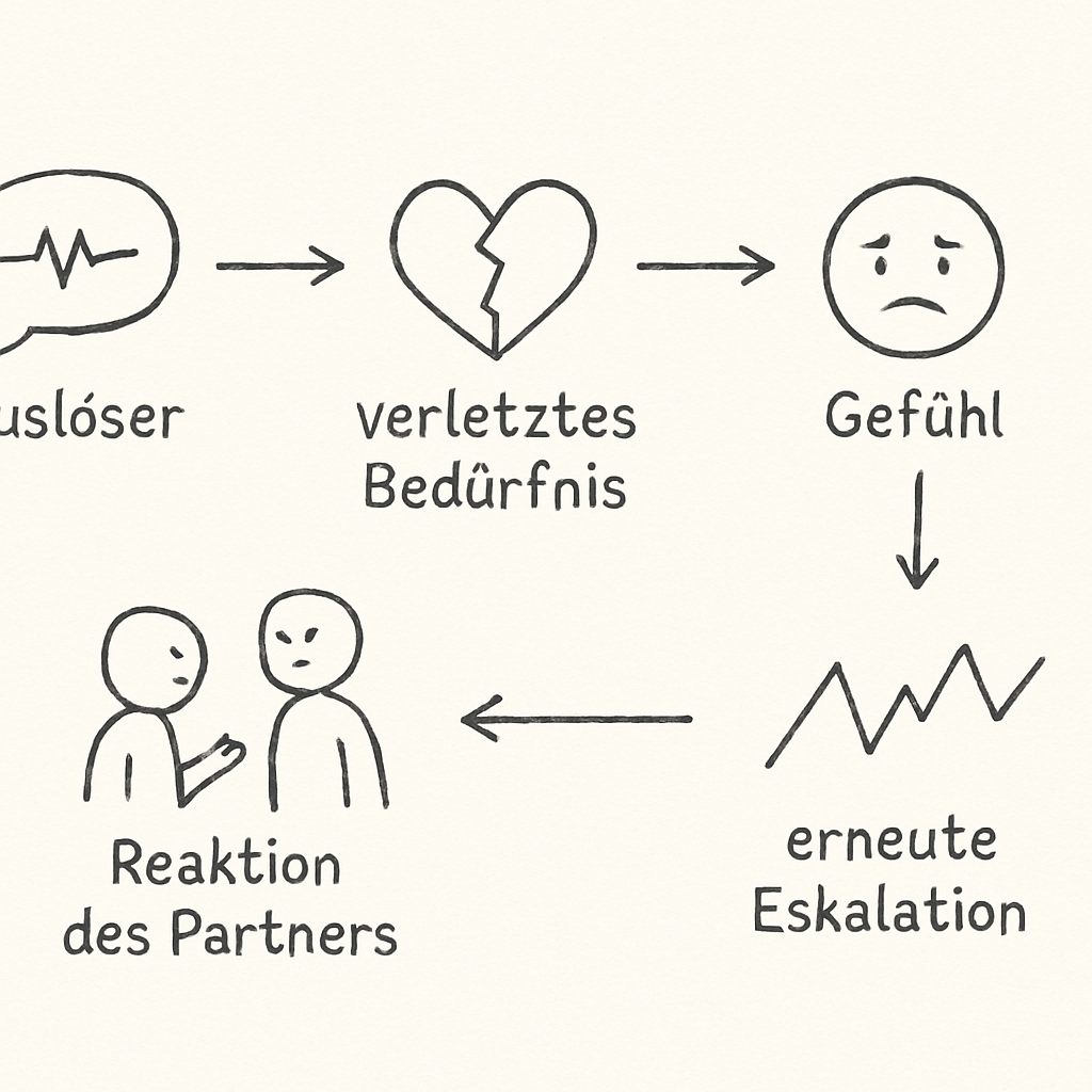 warum streiten Paare immer wieder über das gleiche: 7 psychologische Einsichten, die wirklich weiterhelfen 3 Skizze zu Streitmustern, Triggern und Warnsignalen in Beziehungen