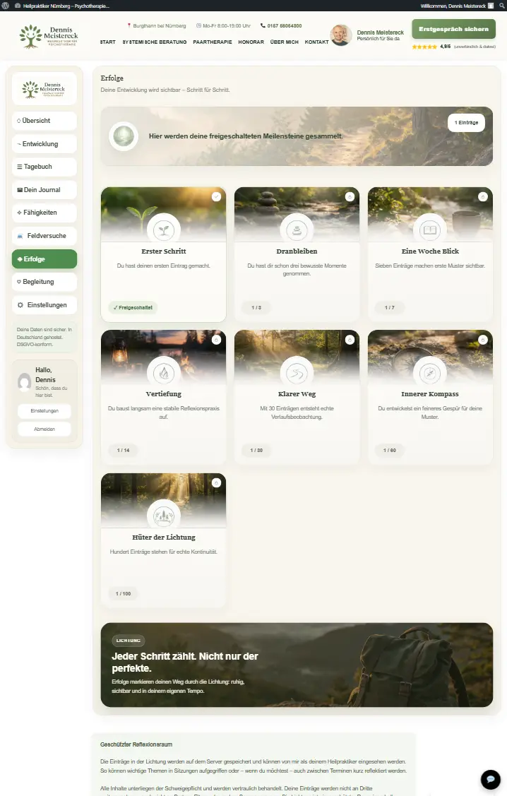 Screenshot der Lichtung App Erfolge