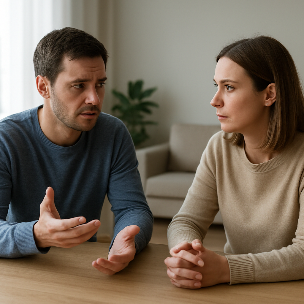 Editorial Szene mit zwei Menschen im Gespräch über Nähe, Grenzen und Entscheidung