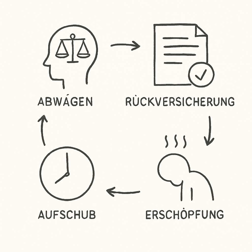 Skizze zur Einordnung von Entscheidungsschleifen, Abwägen und nächstem Schritt
