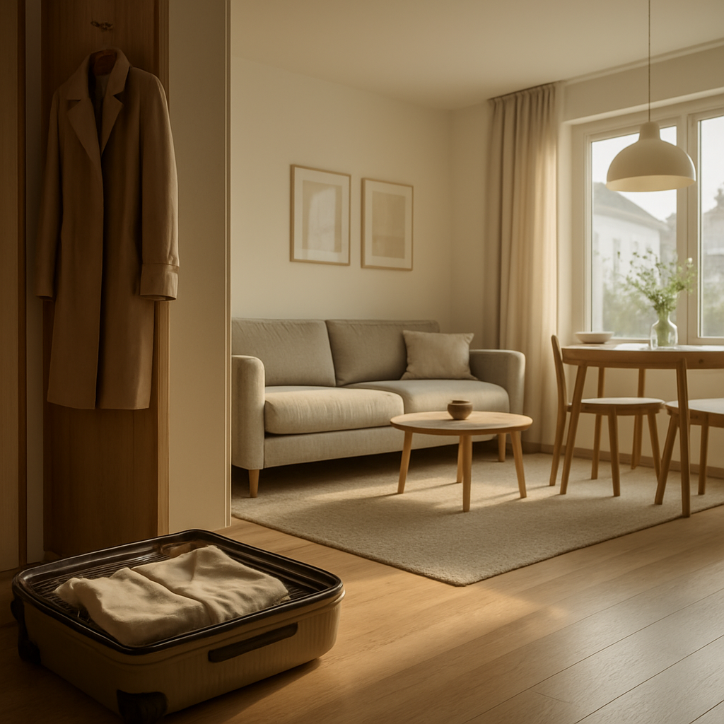 Ruhige Keyvisual-Szene einer Ferienwohnung bei Nürnberg