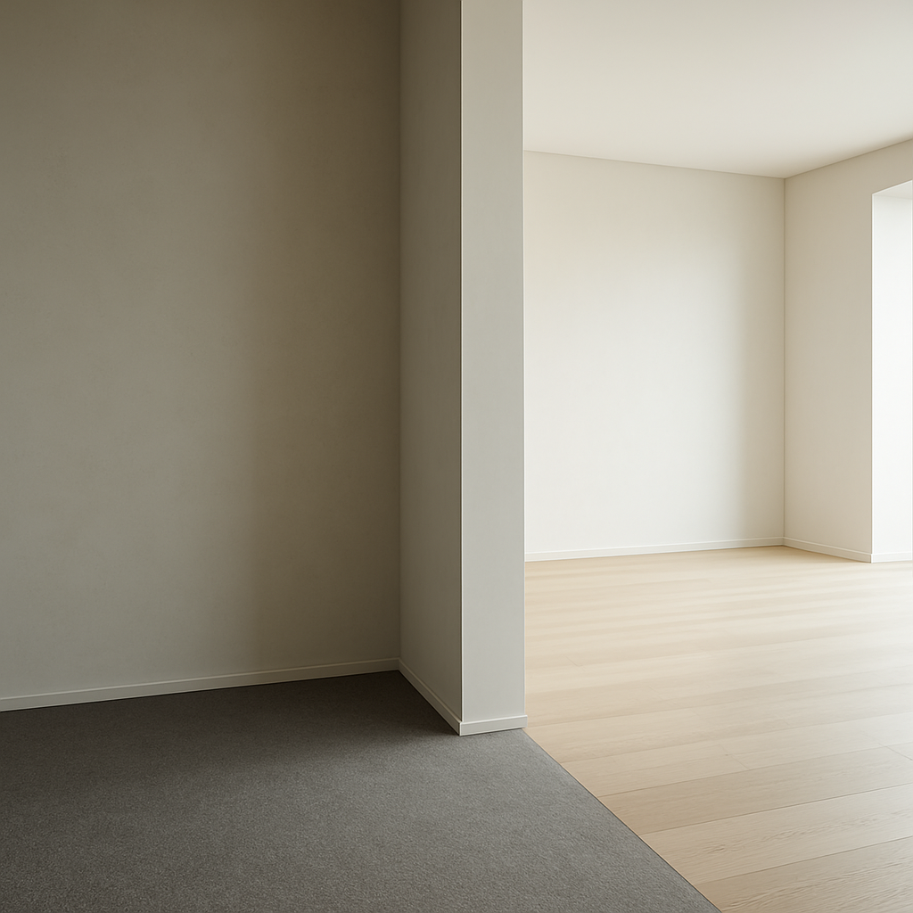 Symbolische Szene mit klarer Grenzlinie und offenem Schutzraum