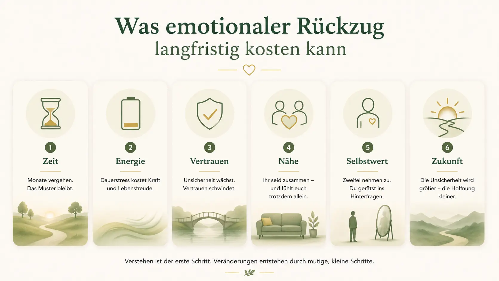 Folgen von emotionalem Rückzug für Zeit, Energie, Vertrauen, Nähe und Selbstwert