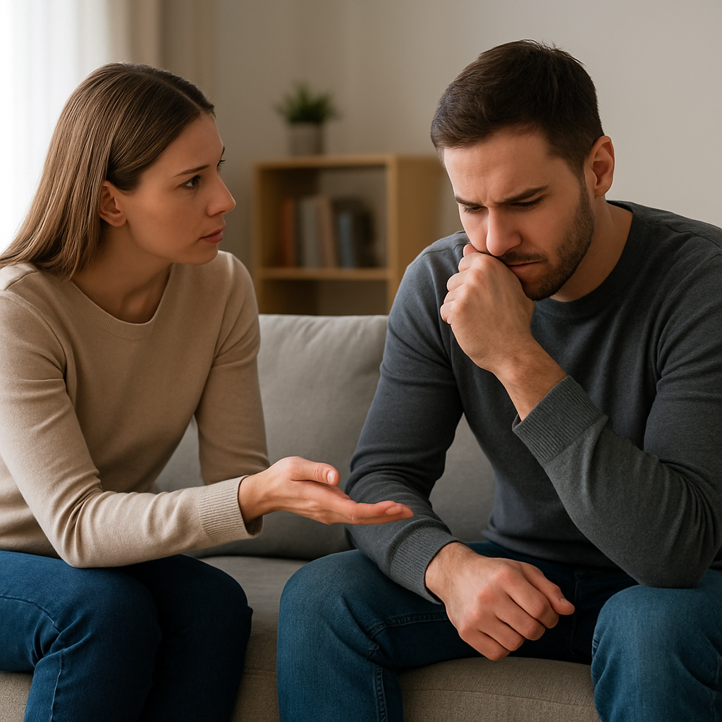 Paar nach einem Konflikt zwischen Annäherung und Rückzug