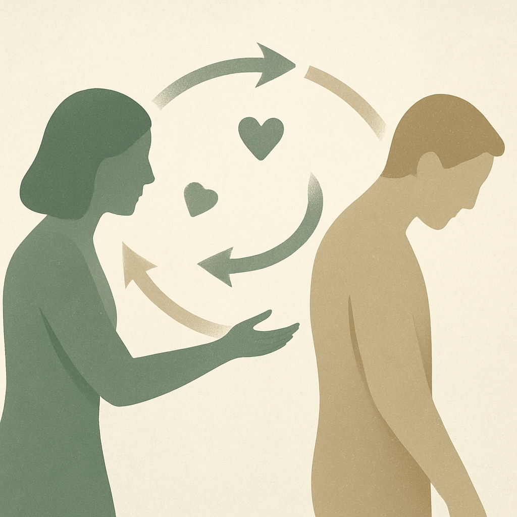 Visualisierung eines Beziehungskreislaufs zwischen Nähebedürfnis und Rückzug